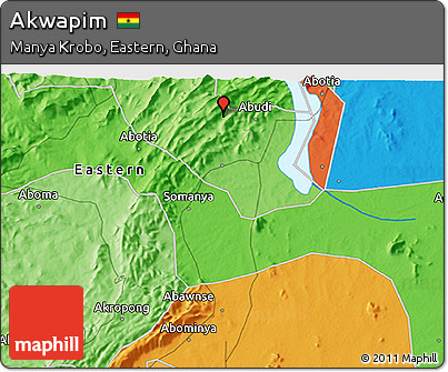 Political 3D Map of Akwapim