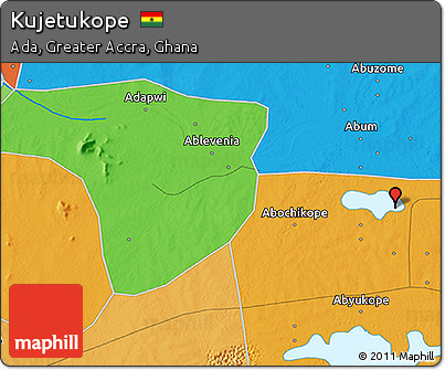 Political 3D Map of Kujetukope