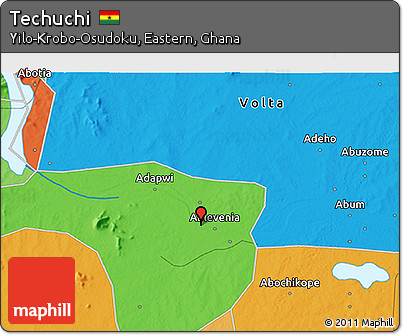 Political 3D Map of Techuchi