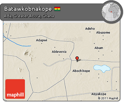 Shaded Relief 3D Map of Batawkobnakope