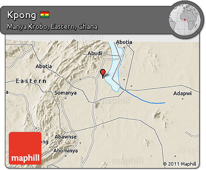 Shaded Relief 3D Map of Kpong