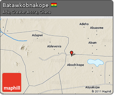 Shaded Relief 3D Map of Batawkobnakope