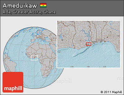 Gray Location Map of Ameduikaw, hill shading