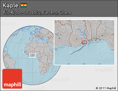 Gray Location Map of Kaple, hill shading