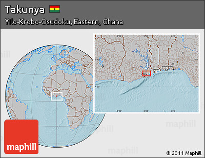 Gray Location Map of Takunya, hill shading