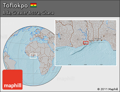 Gray Location Map of Toflokpo, hill shading