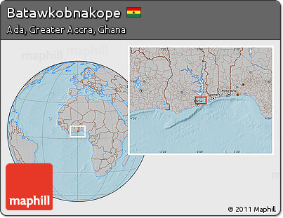Gray Location Map of Batawkobnakope, hill shading