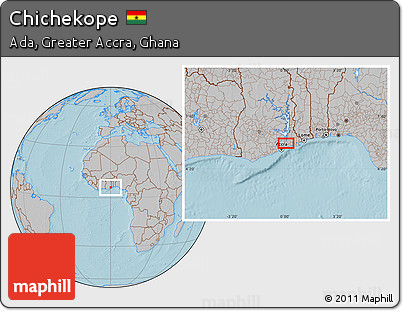 Gray Location Map of Chichekope, hill shading