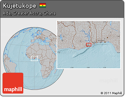 Gray Location Map of Kujetukope, hill shading
