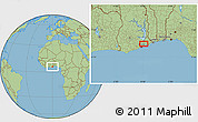 Savanna Style Location Map of the area around 5° 56' 49" N, 0° 4' 30" E