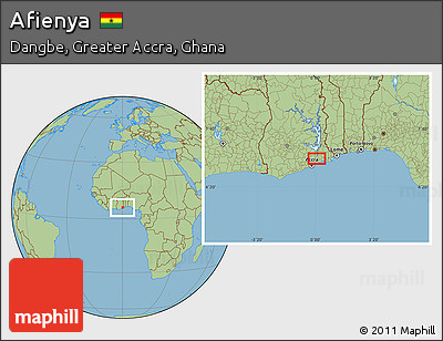 Savanna Style Location Map of Afienya