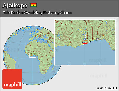 Savanna Style Location Map of Ajaikope
