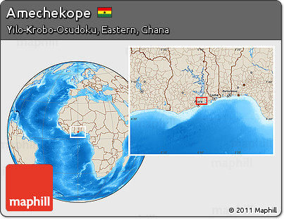 Shaded Relief Location Map of Amechekope