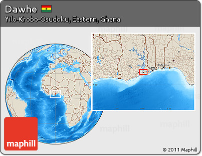 Shaded Relief Location Map of Dawhe