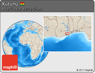 Shaded Relief Location Map of Kutunu