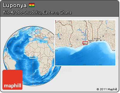 Shaded Relief Location Map of Luponya