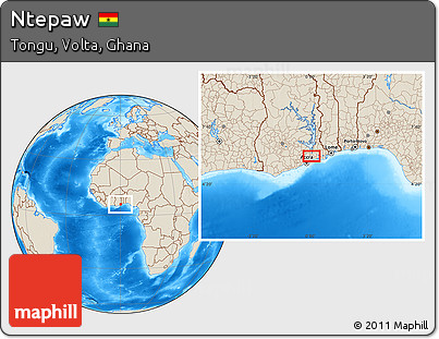 Shaded Relief Location Map of Ntepaw