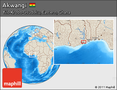 Shaded Relief Location Map of Akwangi