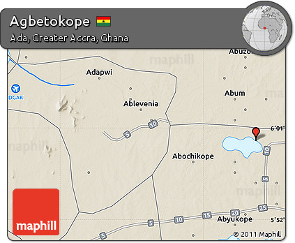 Shaded Relief Map of Agbetokope