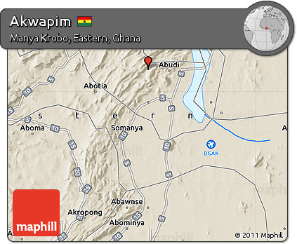 Shaded Relief Map of Akwapim