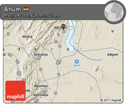 Shaded Relief Map of Anum