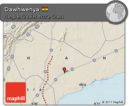 Shaded Relief Map of Dawhwenya