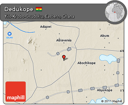 Shaded Relief Map of Dedukope