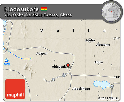 Shaded Relief Map of Klodosukofe