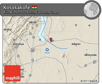 Shaded Relief Map of Kosokakofe