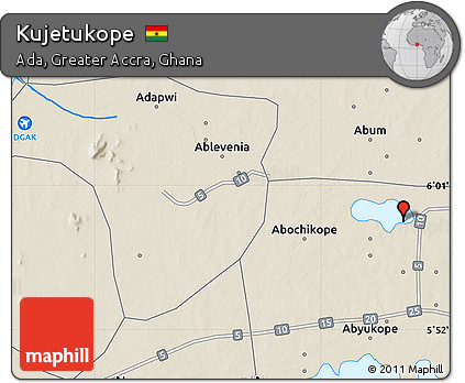 Shaded Relief Map of Kujetukope