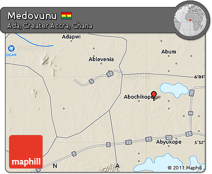 Shaded Relief Map of Medovunu