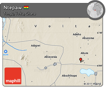 Shaded Relief Map of Ntepaw
