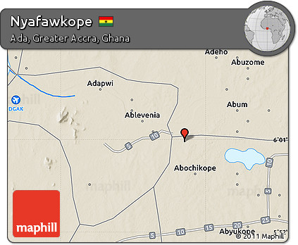 Shaded Relief Map of Nyafawkope