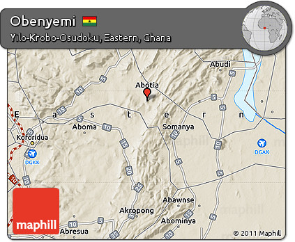 Shaded Relief Map of Obenyemi