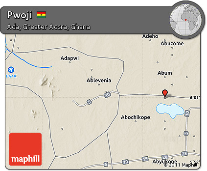 Shaded Relief Map of Pwoji