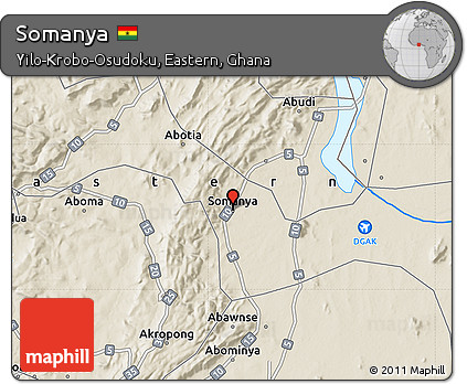 Shaded Relief Map of Somanya