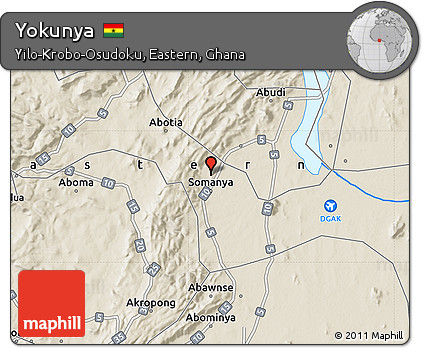 Shaded Relief Map of Yokunya