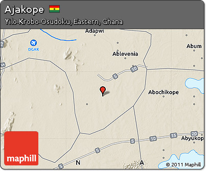 Shaded Relief Map of Ajakope