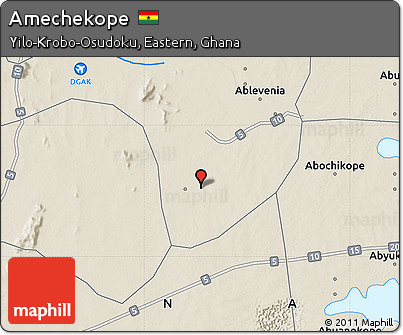 Shaded Relief Map of Amechekope