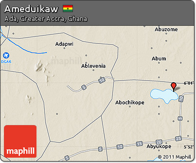 Shaded Relief Map of Ameduikaw