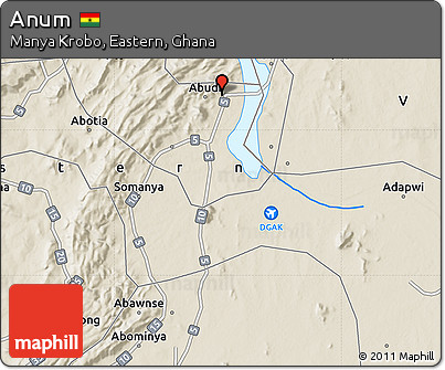 Shaded Relief Map of Anum