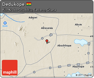 Shaded Relief Map of Dedukope