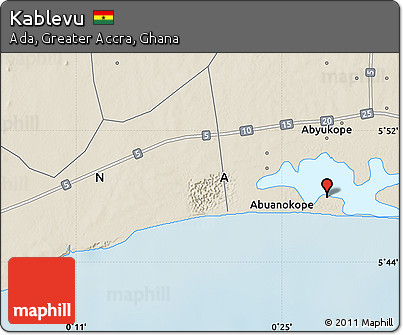 Shaded Relief Map of Kablevu