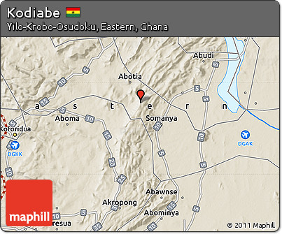 Shaded Relief Map of Kodiabe