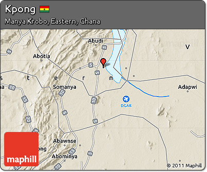 Shaded Relief Map of Kpong