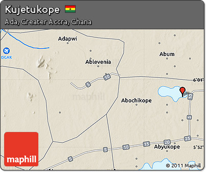 Shaded Relief Map of Kujetukope