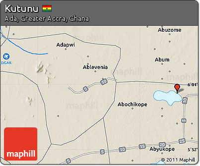 Shaded Relief Map of Kutunu