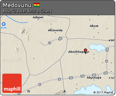 Shaded Relief Map of Medovunu