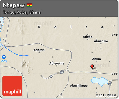 Shaded Relief Map of Ntepaw