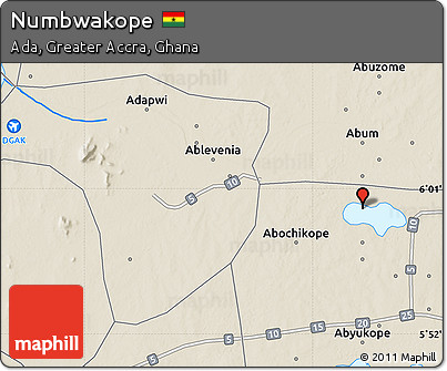 Shaded Relief Map of Numbwakope
